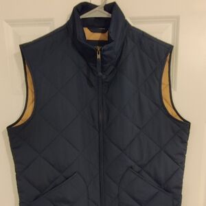 J. Crew Men's Dark Blue Quilted Vest, Size Medium, Like New Condition..